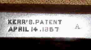 KERR'S.PATENT APRIL 14, 1857" & "A" LOADING LEVER